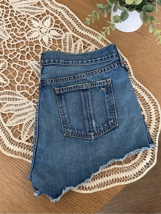 rag & bone Pants - Rag & Bone Distressed Denim Shorts Size 29 Blue Mid Rise Raw Hem 100% Cotton